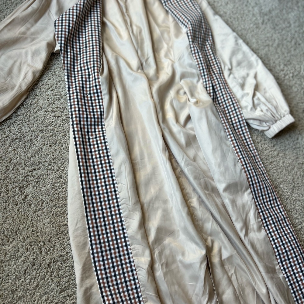 Missguided Check Collar Balloon Sleeve Trench Coat - image 5